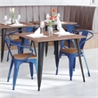 All-Weather Metal Stack Chair with Arms and Poly Resin Seat - Blue/Teak