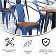 All-Weather Metal Stack Chair with Arms and Poly Resin Seat - Blue/Teak