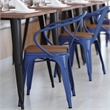 All-Weather Metal Stack Chair with Arms and Poly Resin Seat - Blue/Teak