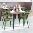 All-Weather Metal Stack Chair with Arms and Poly Resin Seat - Green/Teak