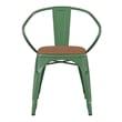 All-Weather Metal Stack Chair with Arms and Poly Resin Seat - Green/Teak