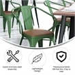 All-Weather Metal Stack Chair with Arms and Poly Resin Seat - Green/Teak