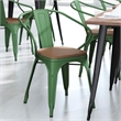 All-Weather Metal Stack Chair with Arms and Poly Resin Seat - Green/Teak