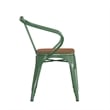All-Weather Metal Stack Chair with Arms and Poly Resin Seat - Green/Teak