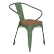 All-Weather Metal Stack Chair with Arms and Poly Resin Seat - Green/Teak