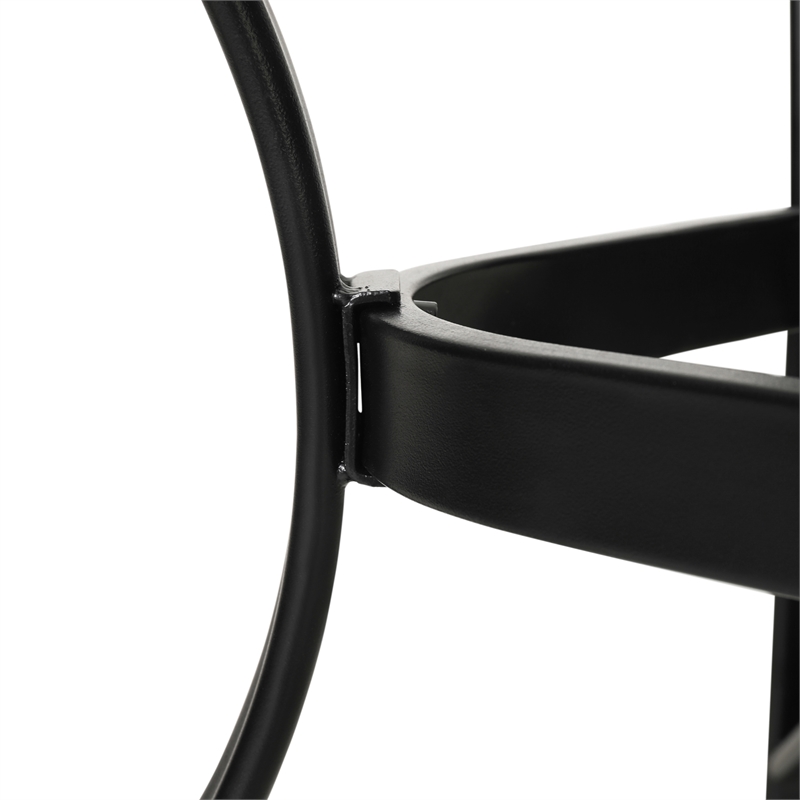 Commercial 35x59 Tempered Glass and Steel Patio Table with Umbrella Hole-Black
