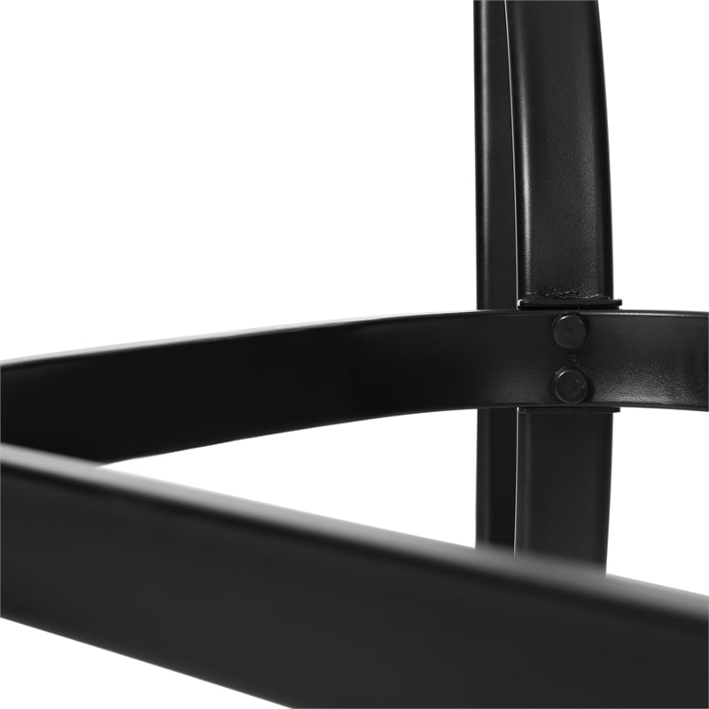 Commercial 35x59 Tempered Glass and Steel Patio Table with Umbrella Hole-Black