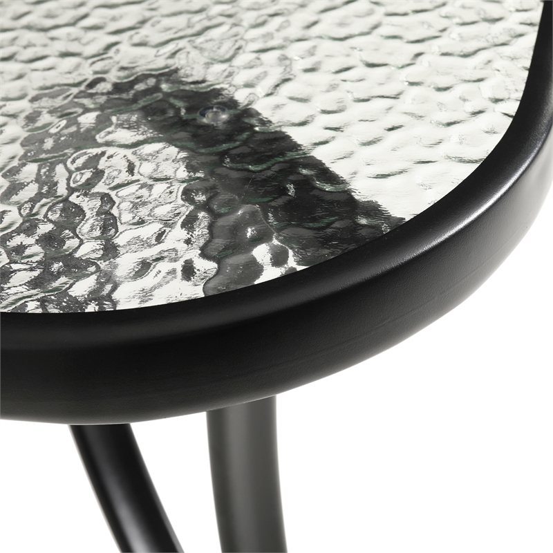 Commercial 35x59 Tempered Glass and Steel Patio Table with Umbrella Hole-Black