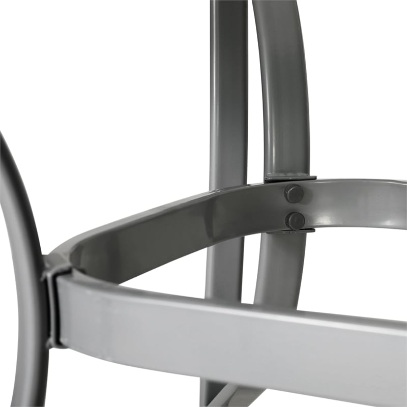 Commercial 35x59 Tempered Glass and Steel Patio Table with Umbrella Hole-Silver