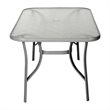 Commercial 35x59 Tempered Glass and Steel Patio Table with Umbrella Hole-Silver