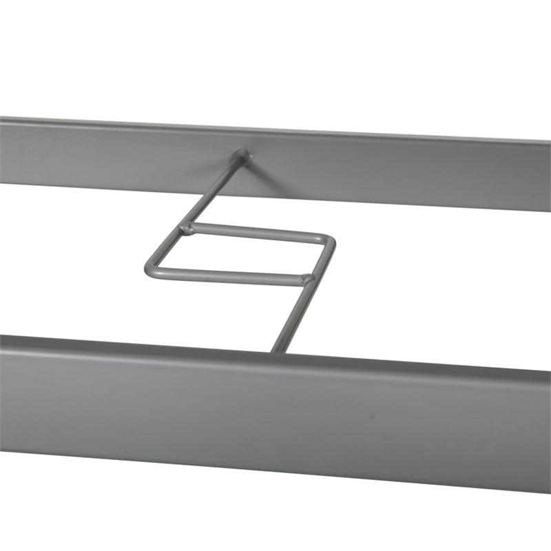Commercial 35x59 Tempered Glass and Steel Patio Table with Umbrella Hole-Silver