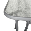 Commercial 35x59 Tempered Glass and Steel Patio Table with Umbrella Hole-Silver