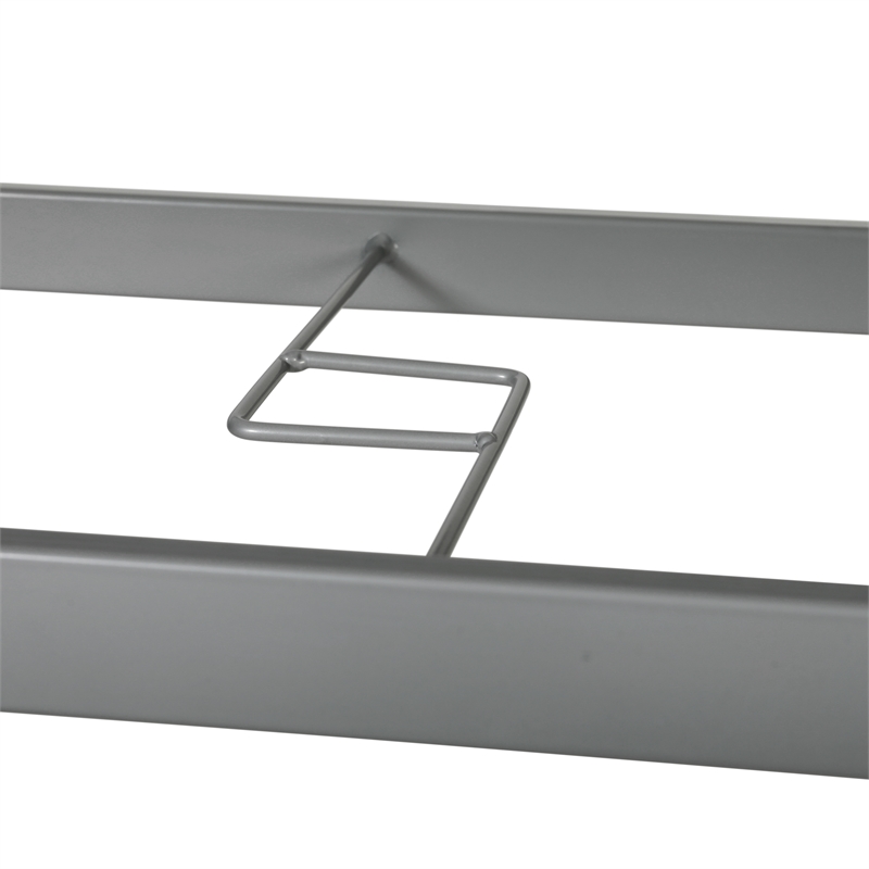 Commercial 35x59 Tempered Glass and Steel Patio Table with Umbrella Hole-Silver