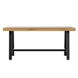 All Weather Commercial Acacia Wood Top Patio Table with Metal Base-Natural/Black