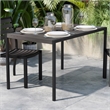 Steel All-Weather Patio Dining Table with Gray Wash Faux Teak Slat Top-Seats 4