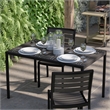 Steel All-Weather Patio Dining Table with Gray Wash Faux Teak Slat Top-Seats 4