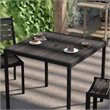 Steel All-Weather Patio Dining Table with Gray Wash Faux Teak Slat Top-Seats 4