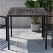 Steel All-Weather Patio Dining Table with Gray Wash Faux Teak Slat Top-Seats 4