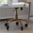 Executive Chair with Gold Frame & Arms on Skate Wheels - White LeatherSoft