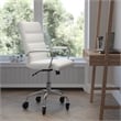 Executive Chair with Chrome Frame & Arms on Skate Wheels - White LeatherSoft