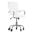 Executive Chair with Chrome Frame & Arms on Skate Wheels - White LeatherSoft