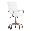 Executive Chair with Rose Gold Frame & Arms on Skate Wheels - White LeatherSoft
