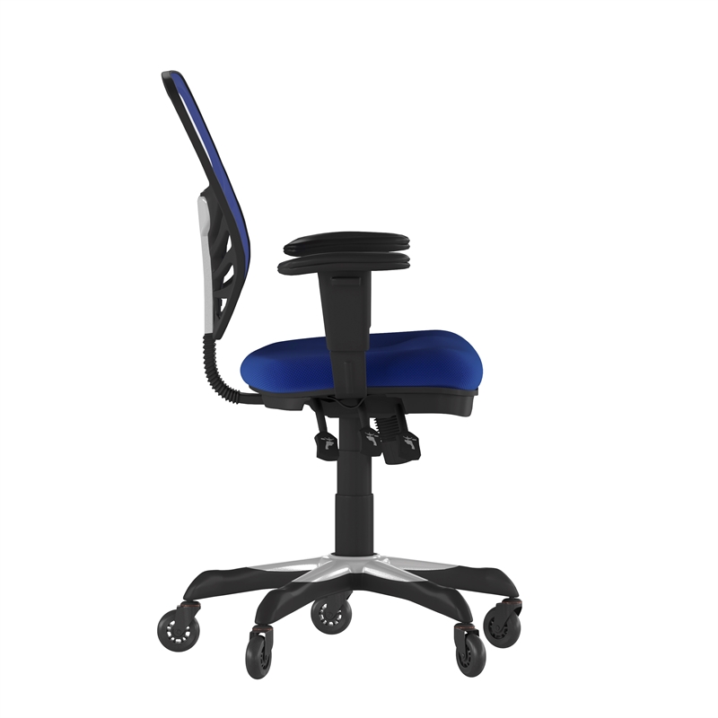 Mid-Back Ergonomic Multifunction Mesh Chair with Polyurethane Wheels-Blue