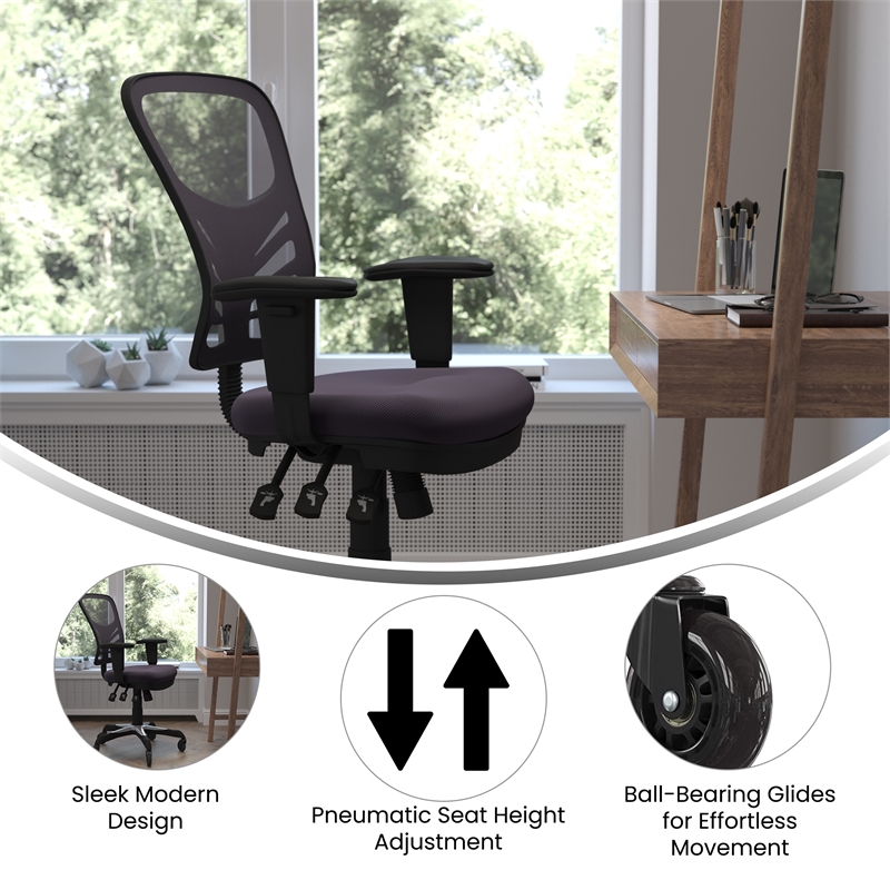 Nicholas Mid-Back Ergonomic Multifunction Mesh Chair with Polyurethane Wheels