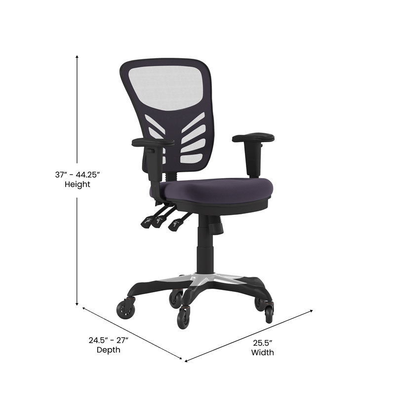 Nicholas Mid-Back Ergonomic Multifunction Mesh Chair with Polyurethane Wheels