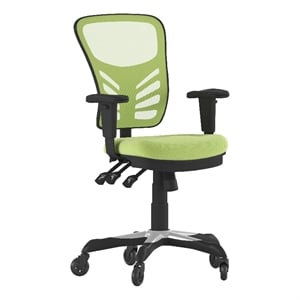 Mid-Back Ergonomic Multifunction Mesh Chair with Polyurethane Wheels-Green