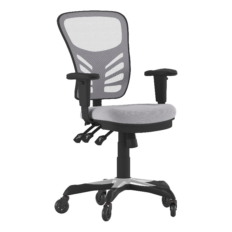 Mid-Back Ergonomic Multifunction Mesh Chair with Polyurethane Wheels-Gray