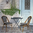 All-Weather Commercial Paris Chair with Bamboo Print Aluminum Frame-Black/White