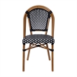 All-Weather Commercial Paris Chair with Bamboo Print Aluminum Frame-Black/White
