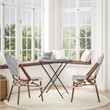 All-Weather Commercial Paris Chair with Bamboo Print Aluminum Frame-White/Navy