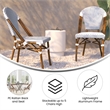 All-Weather Commercial Paris Chair with Bamboo Print Aluminum Frame-White/Navy