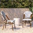 All-Weather Commercial Paris Chair with Bamboo Print Aluminum Frame-White/Navy