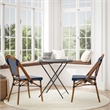 All-Weather Commercial Paris Chair with Bamboo Print Aluminum Frame-Navy/White