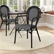 All-Weather Commercial Paris Chair with Black Metal Frame-Black/White