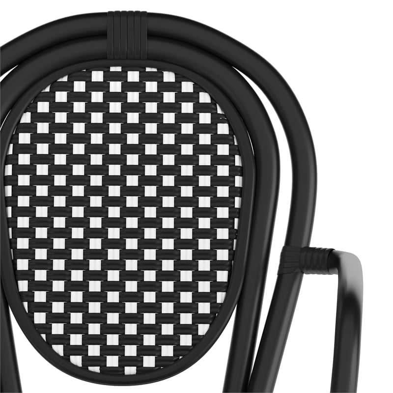All-Weather Commercial Paris Chair with Black Metal Frame-Black/White