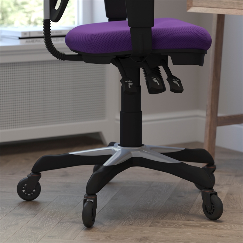 Mid-Back Ergonomic Multifunction Mesh Chair with Polyurethane Wheels-Purple