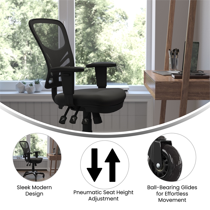 Flash Furniture Nicholas Mid-Back Ergonomic Multifunction Mesh Chair with Polyurethane Wheels