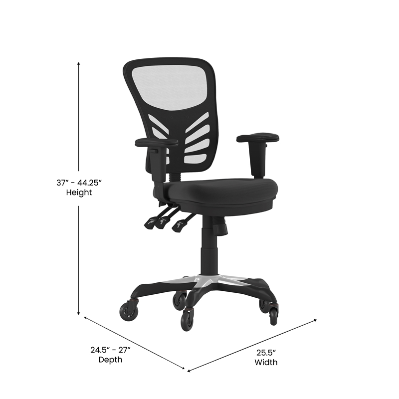 Flash Furniture Nicholas Mid-Back Ergonomic Multifunction Mesh Chair with Polyurethane Wheels