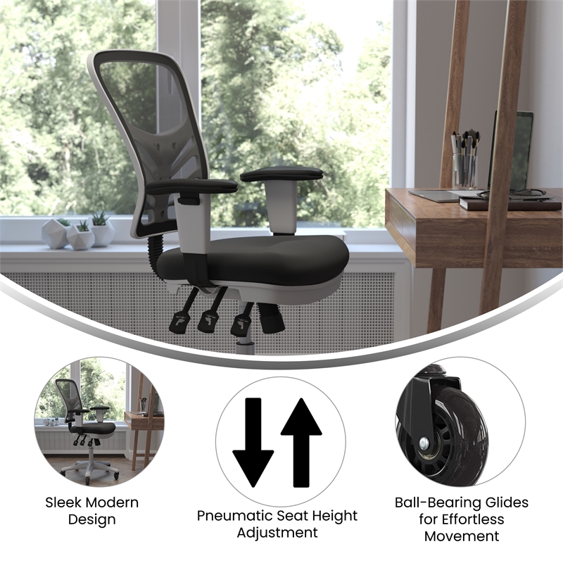 Flash Furniture Nicholas  Mid-Back Ergonomic Multifunction Mesh Chair with Polyurethane Wheels