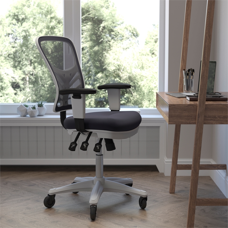 Fllash Furniture Nicholas Mid-Back Ergonomic Multifunction Mesh Chair with Polyurethane Wheels
