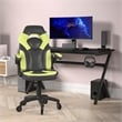 Office Gaming Chair with Skater Wheels & Flip Up Arms - Green LeatherSoft