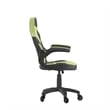 Office Gaming Chair with Skater Wheels & Flip Up Arms - Green LeatherSoft