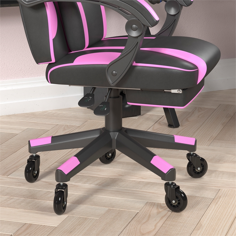 Office Gaming Chair with Skater Wheels & Reclining Arms - Purple LeatherSoft