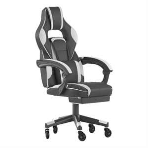 Office Gaming Chair with Skater Wheels & Reclining Arms - White LeatherSoft