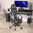 Office Gaming Chair with Skater Wheels & Reclining Arms - White LeatherSoft