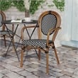 All-Weather Commercial Paris Chair with Bamboo Print Metal Frame-Black/White